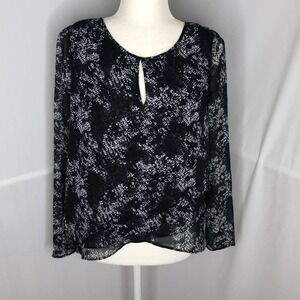 Paper crane black and white printed blouse